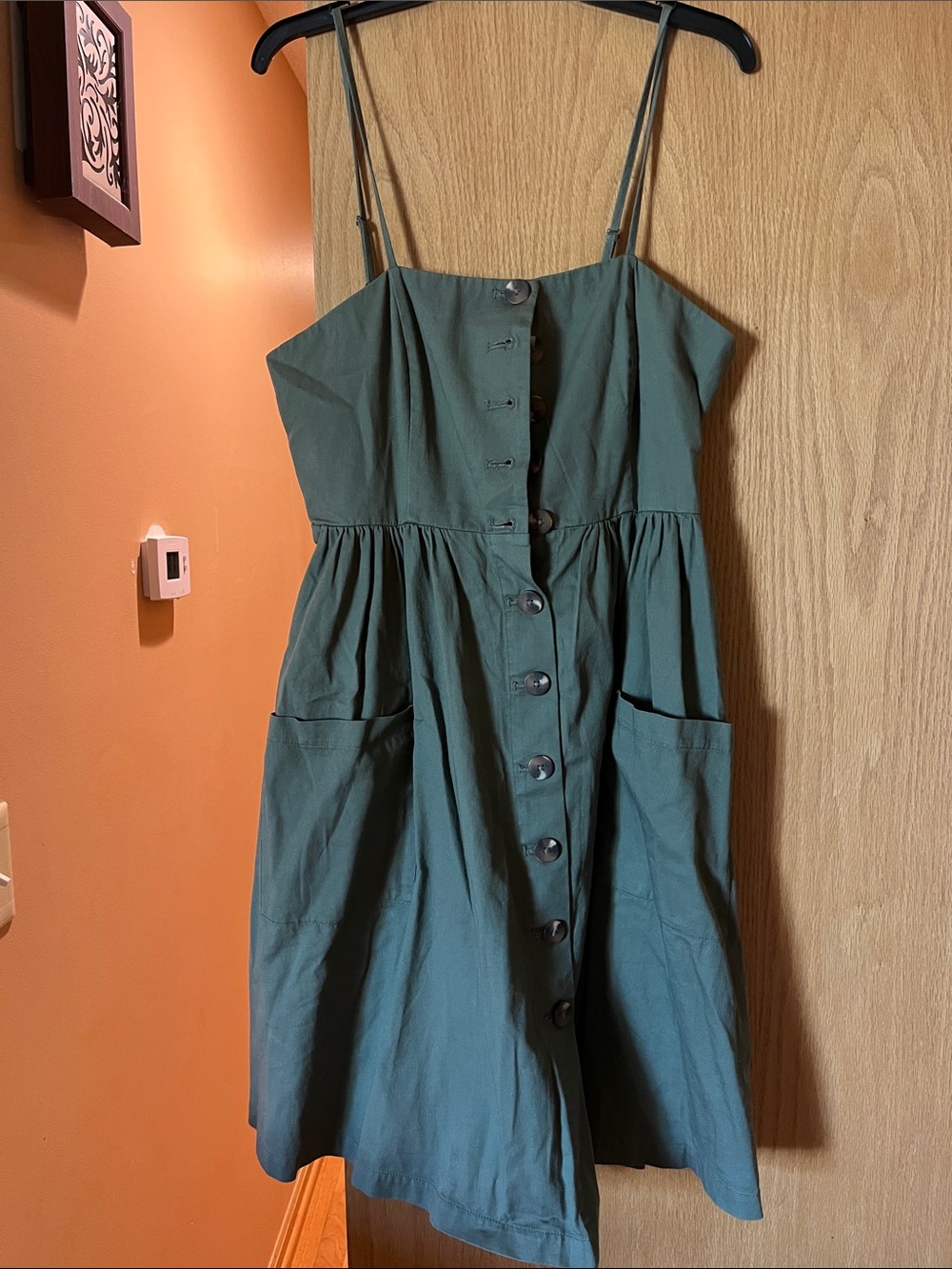 Forever 21 Olive Green Button-Front Mini Sundress